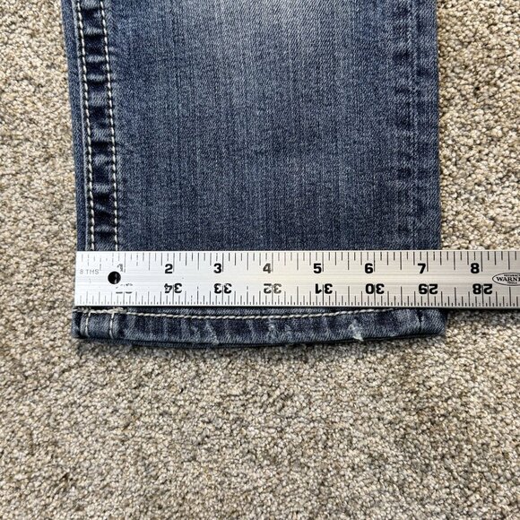 Miss Me Jeans Women 28 Blue Capri Low Rise Flap Pockets Distressed Stretch Denim - Picture 12 of 13